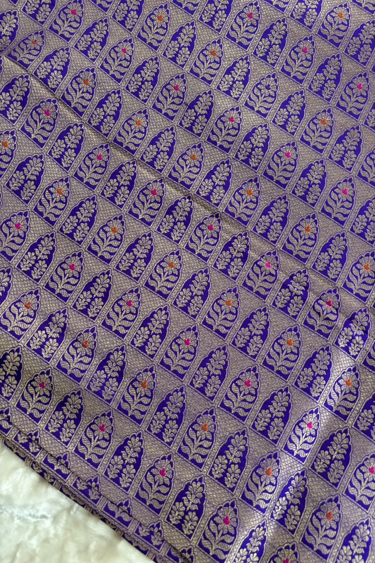 Meenakari Tilfi Inspired Handwoven Pure Banaras Katan Silk Fabric