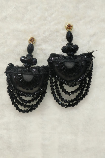 Half Moon Shaped Crystal Beads Hanging & Worked Blouse Latkans