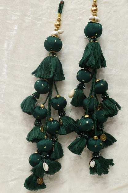 Cotton Thread Lehenga Latkans With Cowrie & Metal Coins