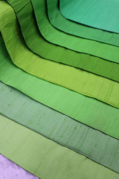 Hues Of Green Pure Raw Silk