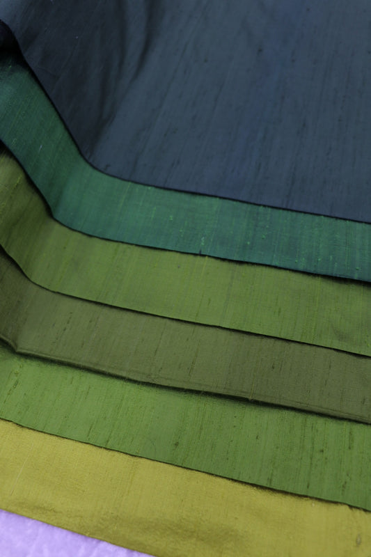 Hues Of Green Pure Raw Silk