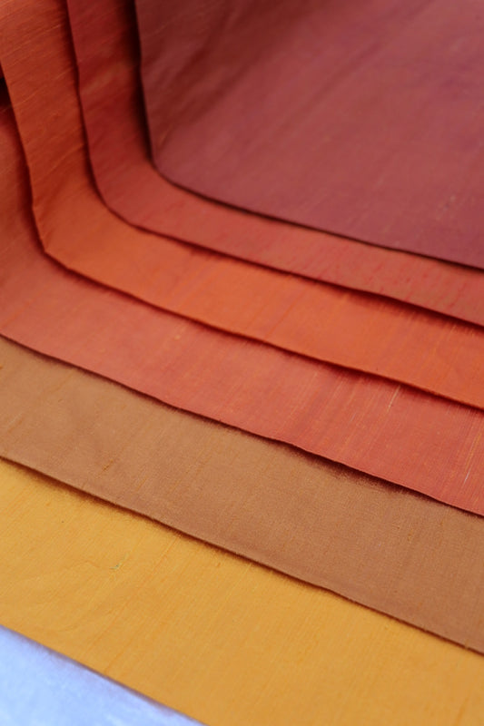 Hues Of Peaches & Oranges Pure Raw Silk