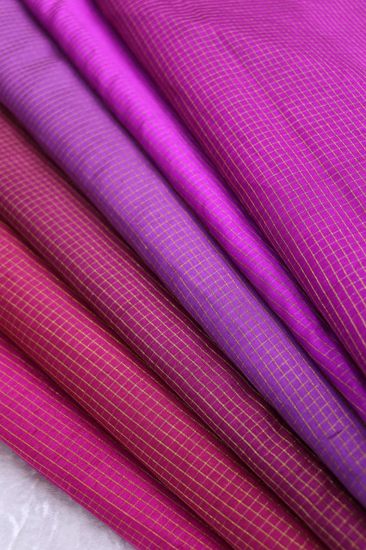 Hues Of Pink Pure Pattu Kora Checks Fabric