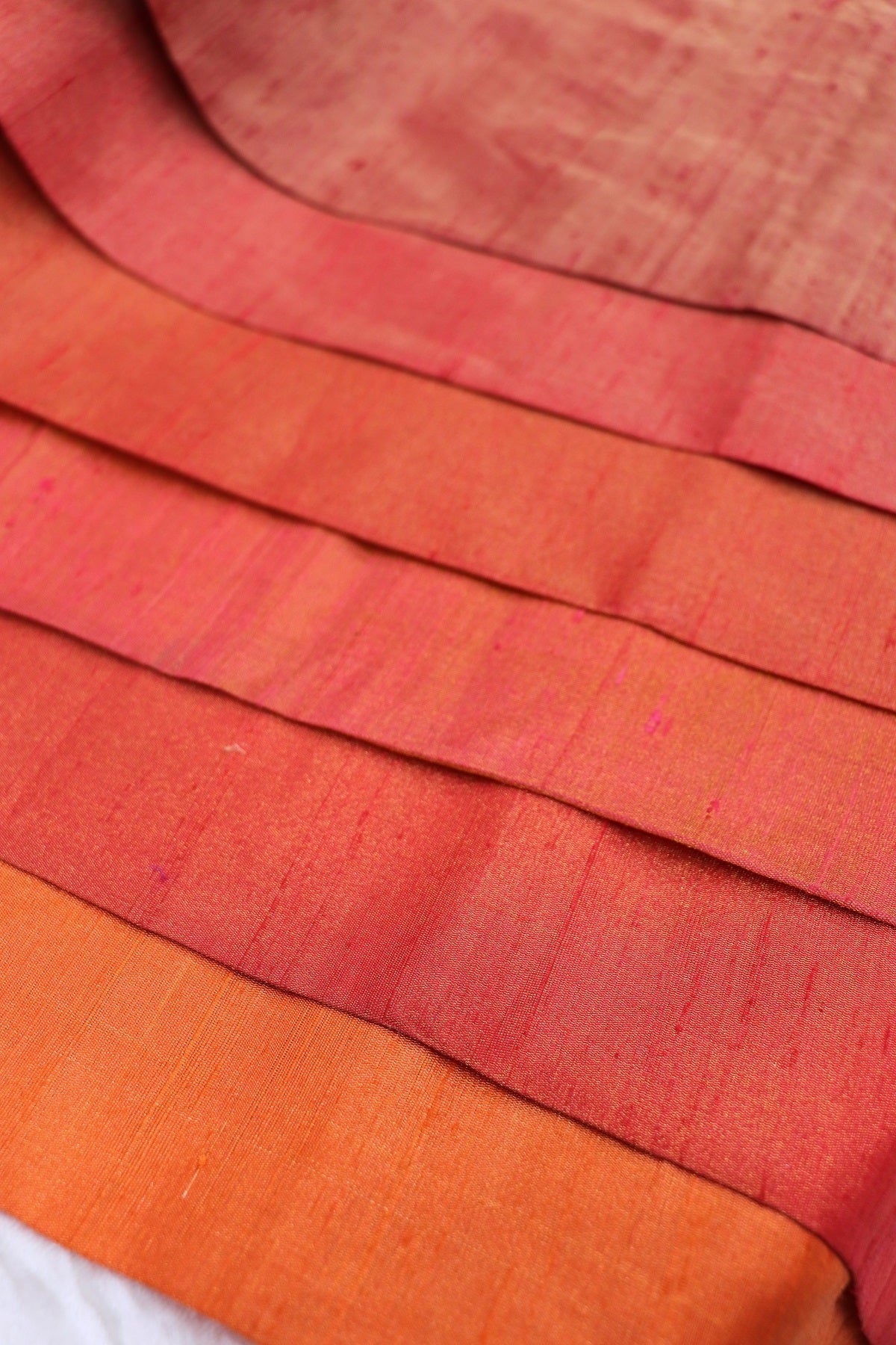 Hues of Reds & Oranges Pure Tissue Raw Silk Fabric
