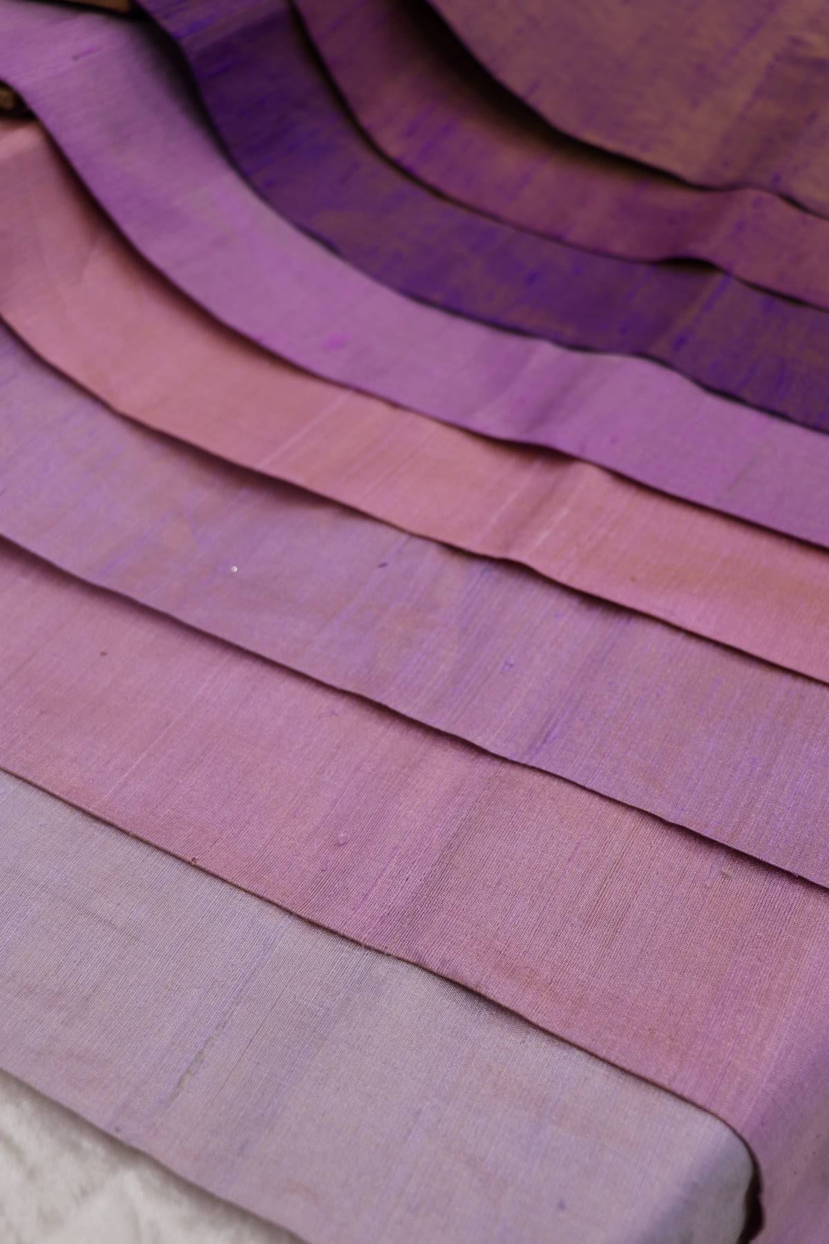 Hues Of Violets Pure Tissue Raw Silk Fabric