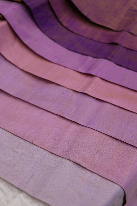 Hues Of Violets Pure Tissue Raw Silk Fabric