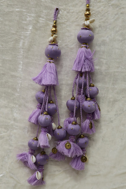 Cotton Thread Lehenga Latkans With Cowrie & Metal Coins