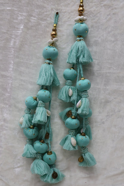 Cotton Thread Lehenga Latkans With Cowrie & Metal Coins