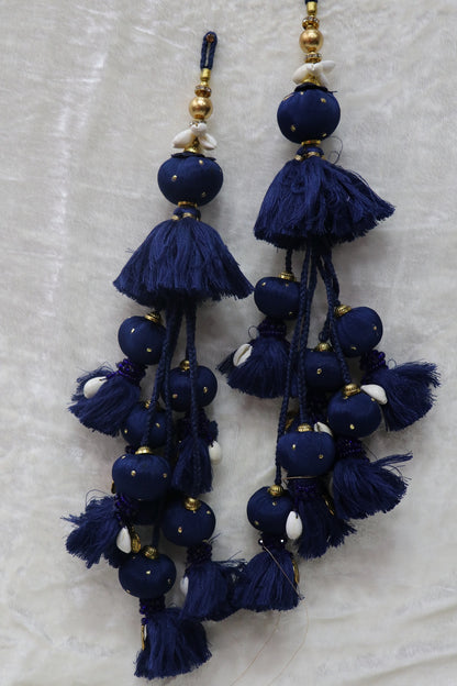 Cotton Thread Lehenga Latkans With Cowrie & Metal Coins