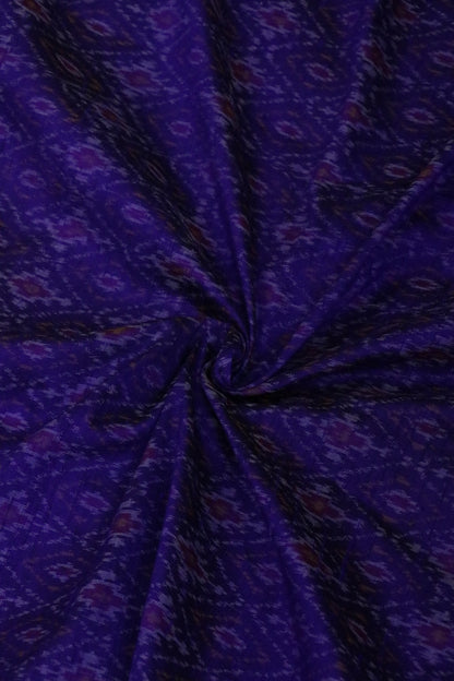 Mid Night Blue Pure Rawsilk Ikkat Hand Woven Fabric