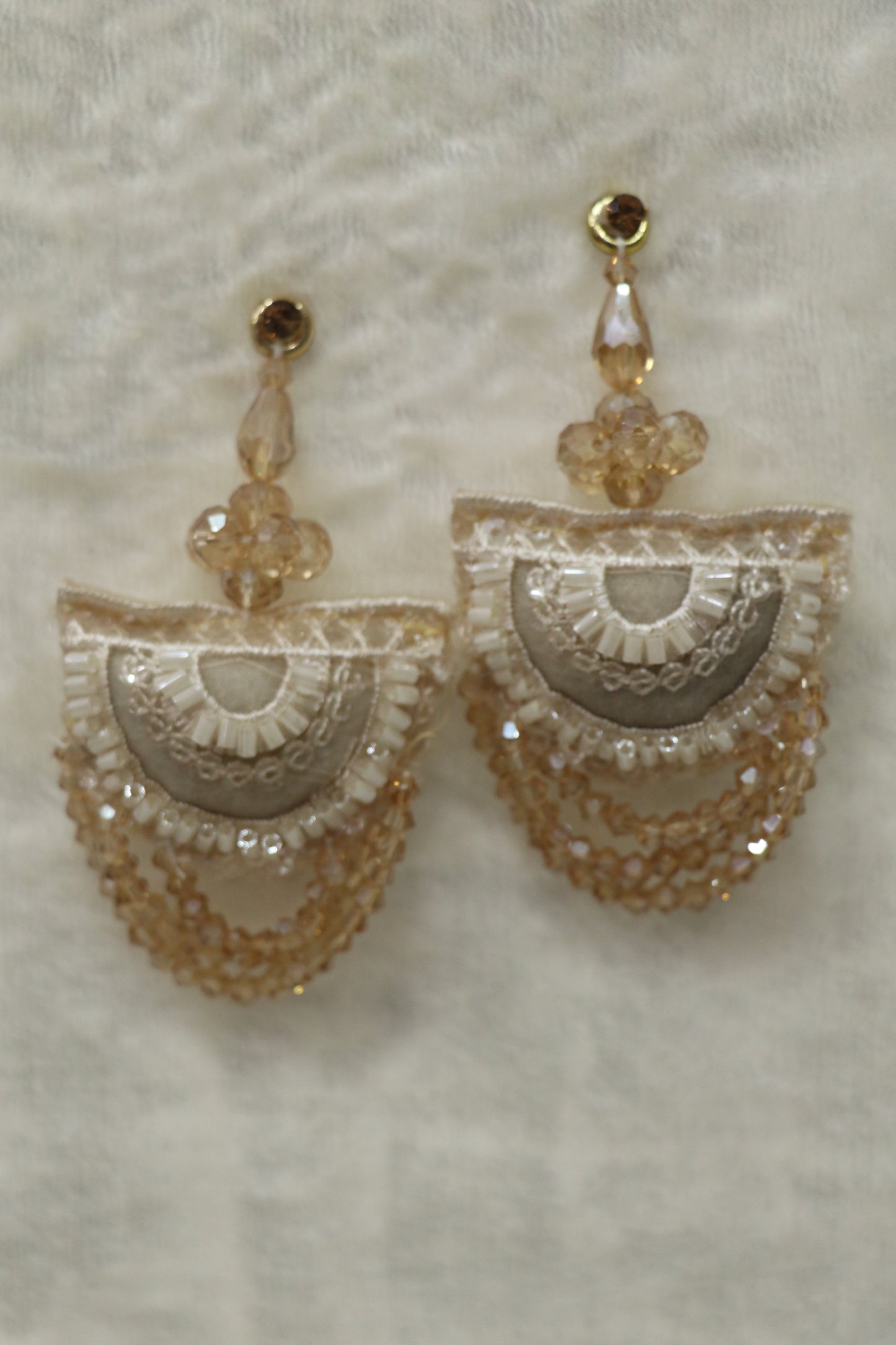 Half Moon Shaped Crystal Beads Hanging & Worked Blouse Latkans