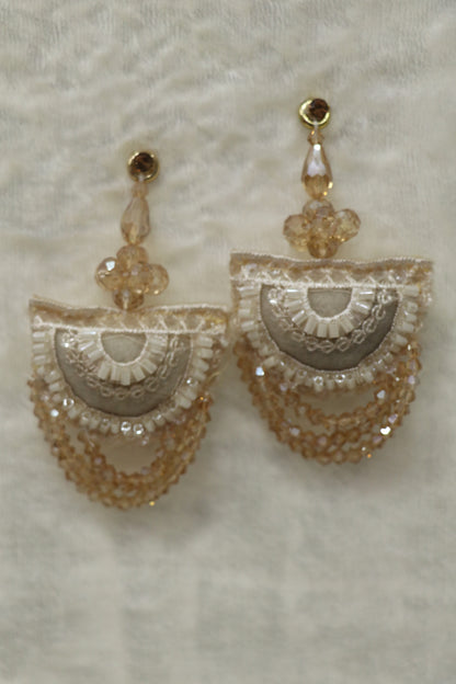 Half Moon Shaped Crystal Beads Hanging & Worked Blouse Latkans