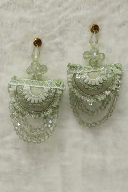 Half Moon Shaped Crystal Beads Hanging & Worked Blouse Latkans