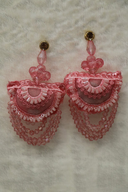 Half Moon Shaped Crystal Beads Hanging & Worked Blouse Latkans