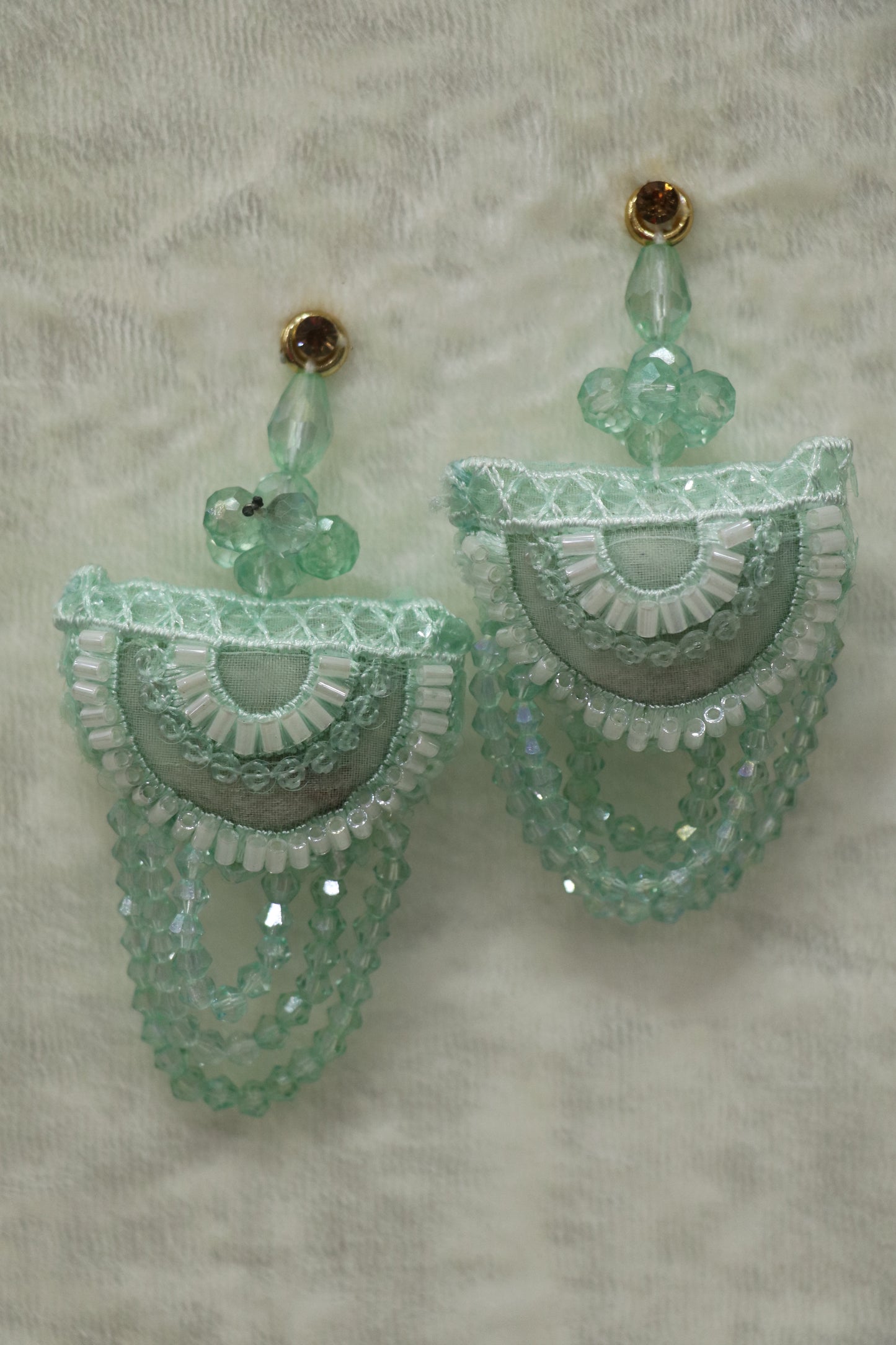 Half Moon Shaped Crystal Beads Hanging & Worked Blouse Latkans