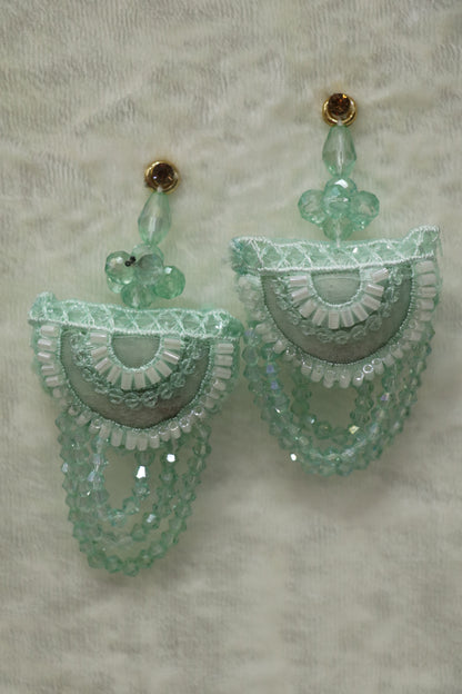 Half Moon Shaped Crystal Beads Hanging & Worked Blouse Latkans