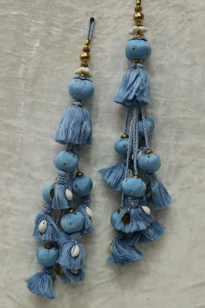 Cotton Thread Lehenga Latkans With Cowrie & Metal Coins