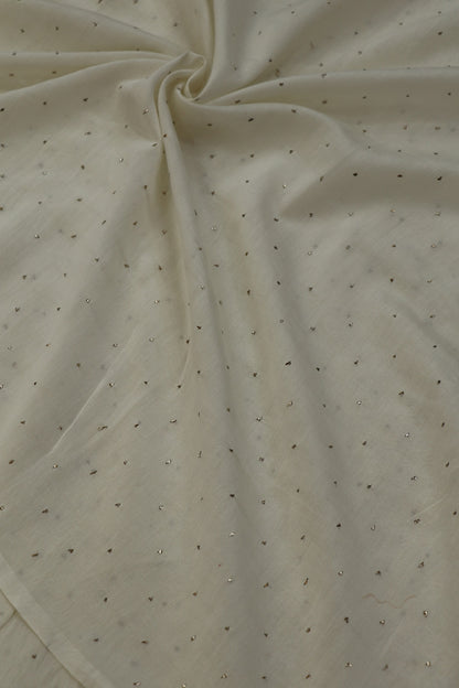 Pure Chanderi Dotted Mukaish Embroidered Fabric