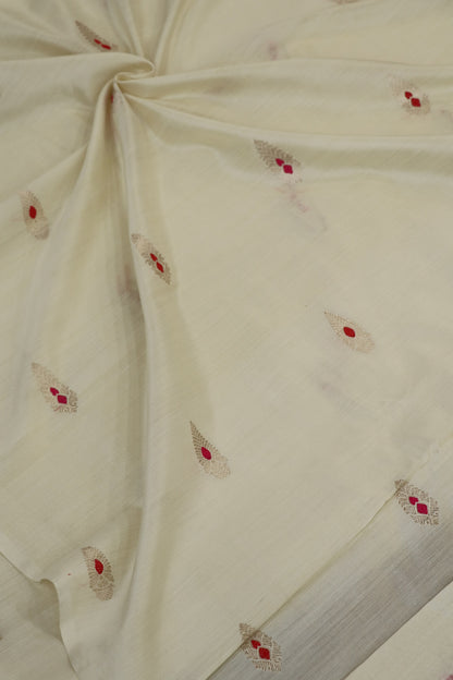 Pure Banaras chiniya Silk Gold Zari Tilak Motif Meenakari  Dyeable fabric