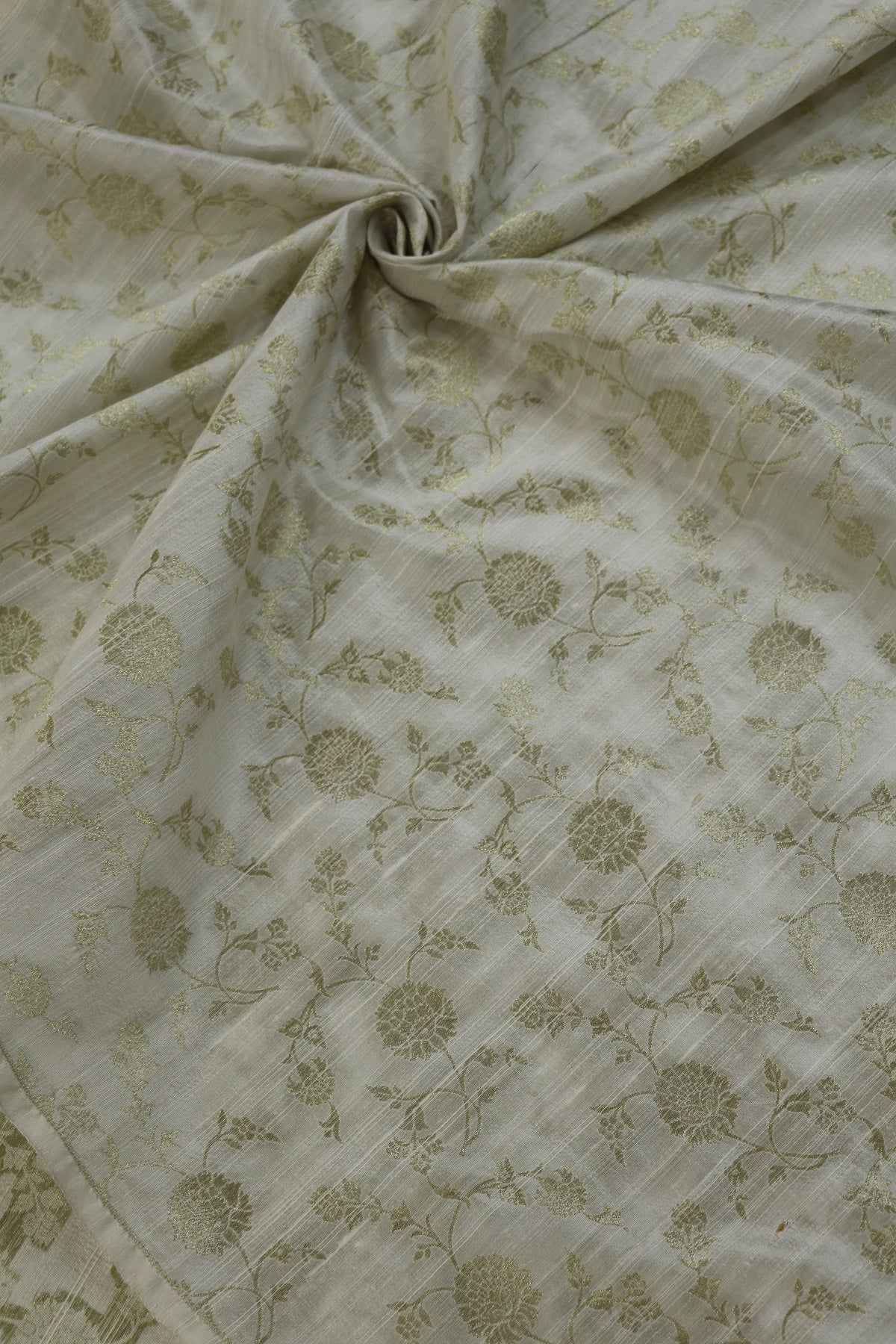 Pure Rawsilk Allover Jaal Light Gold Zari  Woven Fabric