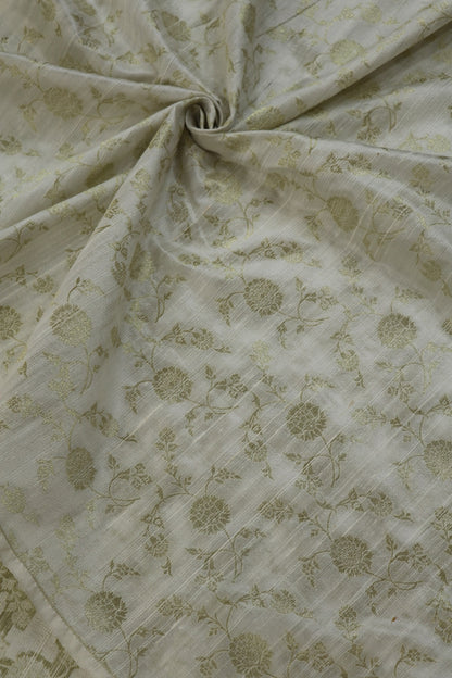 Pure Rawsilk Allover Jaal Light Gold Zari  Woven Fabric
