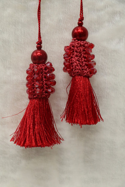 Silk Thread Blouse Latkans Crochet Worked With Crystal Beads