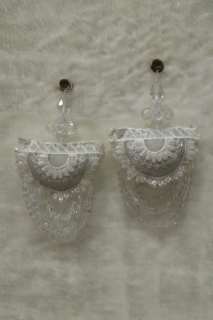 Half Moon Shaped Crystal Beads Hanging & Worked Blouse Latkans
