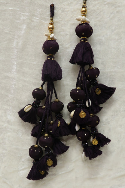 Cotton Thread Lehenga Latkans With Cowrie & Metal Coins